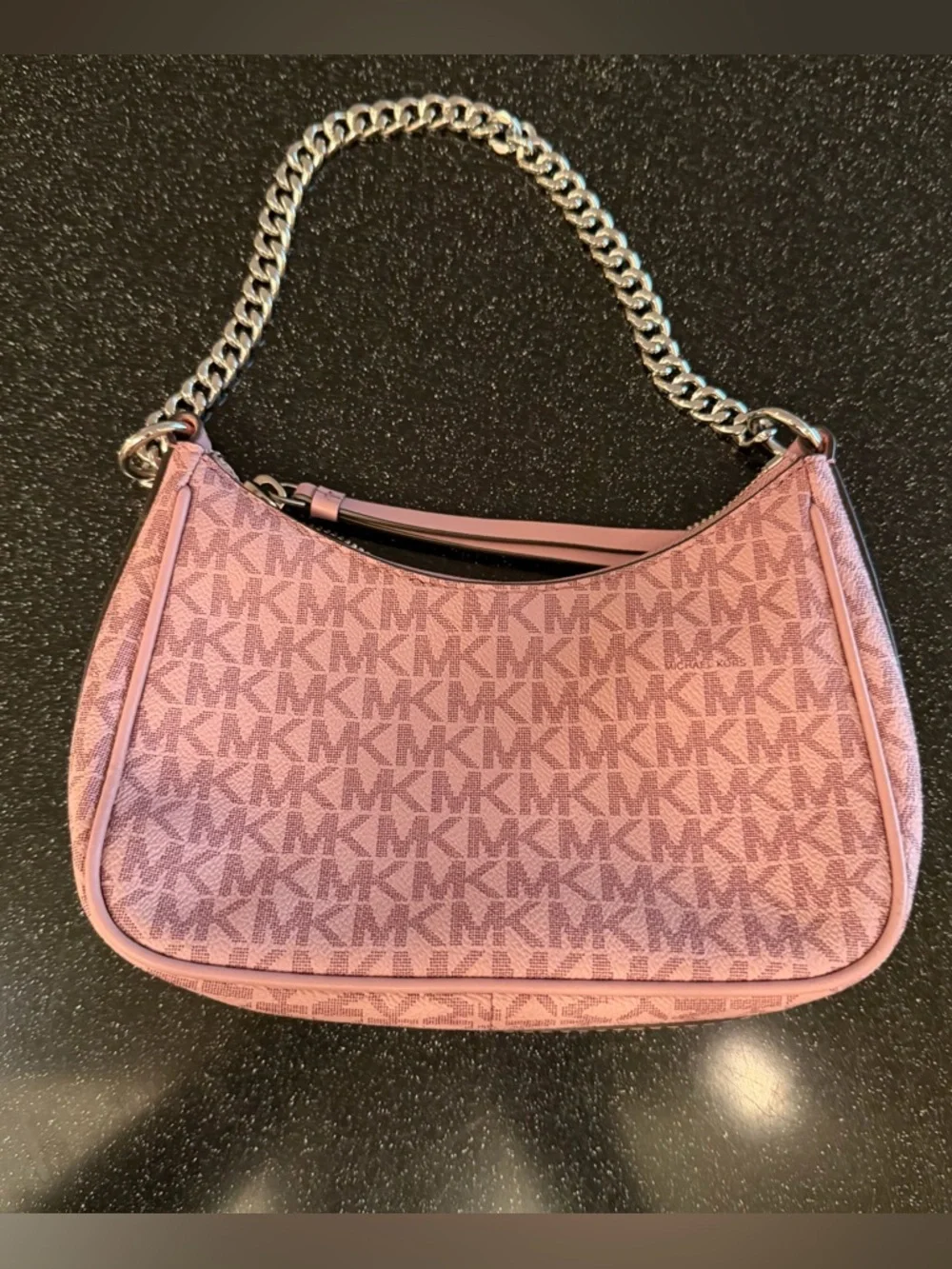 Michael Kors Dusty Pink MK Monogram Chain-Handle Shoulder Bag